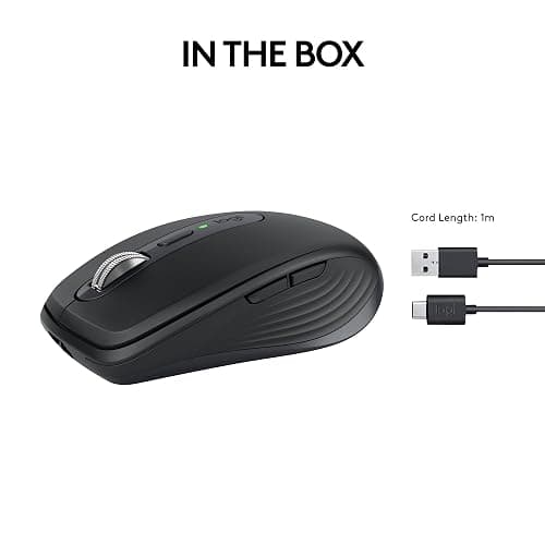 Logitech MX Anywhere 3S Compact Wireless Mouse, Fast Scrolling, 8K DPI Any-Surface Tracking, Quiet Clicks, Programmable Buttons, USB C, Bluetooth, Windows PC, Linux, Chrome, Mac - Graphite thumbnail 10