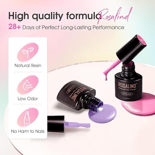 ROSALIND Vernis Semi Permanent, 48 Pièces Blanc Rose Pourpre Jaune Orange Rouge Couleurs Vernis Gel Bleu Gris Vert Marron Noir, Soak-off Mini UV/LED Vernis à Ongles Semi-permanent Manucure Kit thumbnail 4