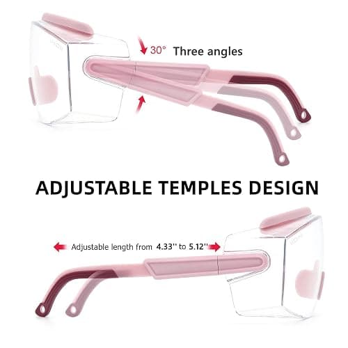UKNOW Safety Goggles Over Glasses, Anti Fog Safety Glasses with Clear Wraparound Lens, ANSI Z87.1 Protective Eyewear thumbnail 4