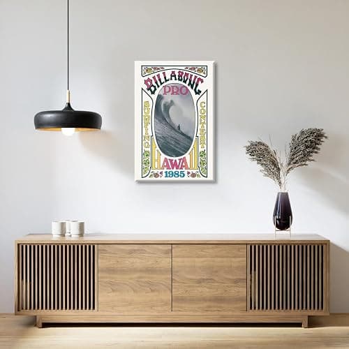 Vintage Hawaii Surf Poster Canvas Print Retro Surfing Competition Wall Art Coastal Beach Wall Picture Decor for Living Room Bedroom Bathroom California Wave Riding Shack Artwork 12x18inch Unframed thumbnail 6
