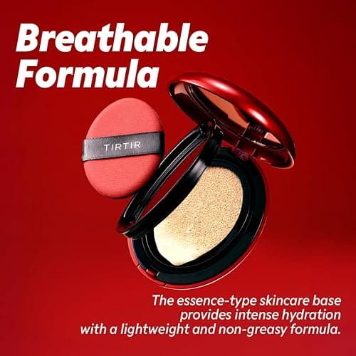 TIRTIR Mask Fit Red Cushion Foundation | Full coverage, Weightless, Skin fit, Satin Glow Finish, Korean Makeup BB Foundation, beauty, Tattoo cover up, Buildable (#21N Ivory, 0.63 Fl Oz) thumbnail 5