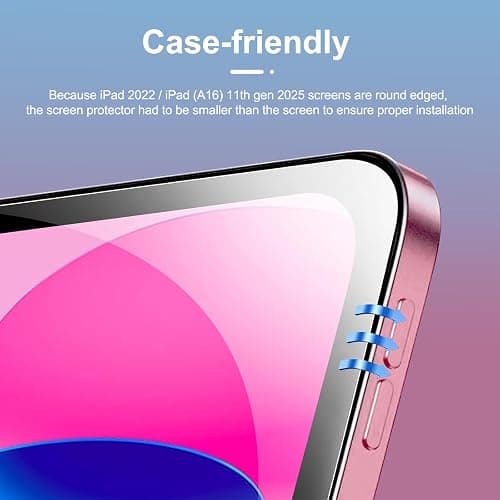 NEW'C 2 Pack Designed for iPad (A16) 11th Generation 2025, iPad 10th Generation 10.9 inches 2022 Screen Protector Tempered Glass, Bubble Free, Ultra Resistant (Easy Installation Frame) thumbnail 3