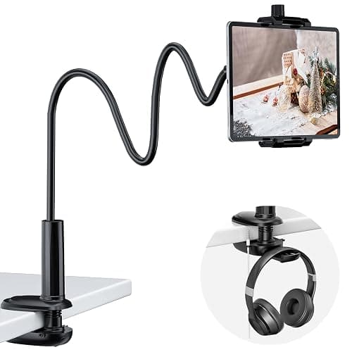 KDD Gooseneck Tablet Stand, 360° Adjustable Phone & iPad Holder for Bed and Desk, Flexible Arm Mount Clip for Video Recording, Bedside & Headboard Clamp for iPad Pro 12.9, Mini, Switch - Image 1