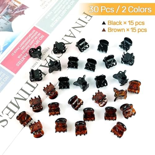 Hanyousheng Hair Clips, 30pcs Hair Claws, Mini Hairpin Clamps, Non-slip Hair Catch, Barrette Clamp,Mmini Hair Clips for Girls and Women with Storage Bags (black and Brown) thumbnail 4