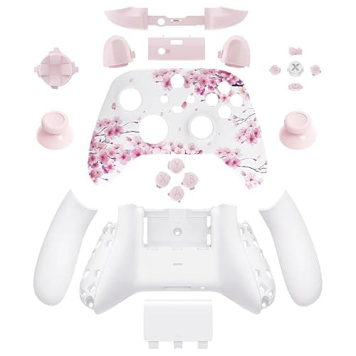 eXtremeRate Full Set Shell Buttons for Xbox Series X & S Controller, Cherry Blossom Whisper Custom Replacement Side Rails Grips Front Back Plate Cover for Xbox Core Wireless Controller - No Console thumbnail 9