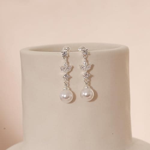SELSHE SELSHE Dangle Earrings for Women, 14k Gold Plated Pearl Drop Earring Dainty Gold Earrings for Women Trendy Cute Prom Bridal Earring Long Wedding Pearl Earring Formal Jewelry thumbnail 7