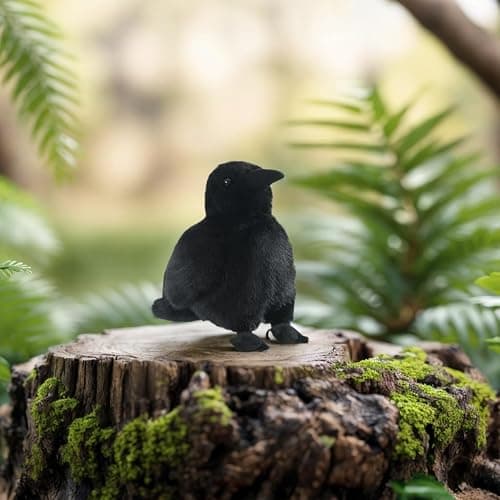 DIKAYOS Crow Plush Stuffed Animal - 6inch Soft Black Fluffy Lifelike Racock Stuffed Doll, Cute Decorative Plush Toy for Home Decor, Gift for Family, Pet Party Favors, Collectible Bird Plushie thumbnail 2