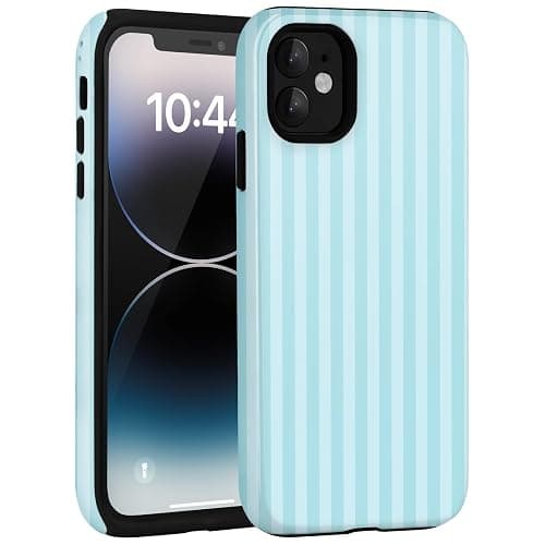 Amzfield for iPhone 12/12 Pro Cute Striped Phone Case, Teal | Stripes Phone Case, Summer Aesthetic Design for Women Girls Fall Chic Girly Pretty Dual Layer Hybrid Protection Elegant thumbnail 8