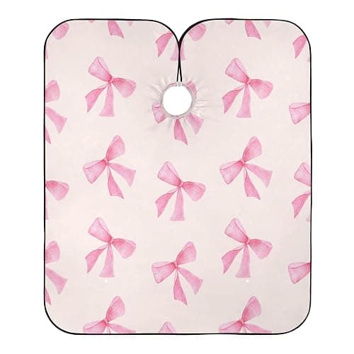 Burbuja Pink Bow Barber Cape, Hair Cutting Cape with Adjustable Neckline Waterproof Polyester Salon Barber Cape for Unisex Adult - Image 1