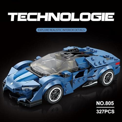 Reobrix 805 Koenigsegg AGERA Blue Building Blocks Set, 1:24 Scale Model Car Kit for Display and Collectible, Race Car Building Toy for Teens and Adults, Compatible with Lego, 298 PCS thumbnail 2