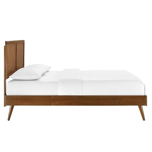 Modway Alana Wood Full Platform Bed in Walnut with Splayed Legs, Double thumbnail 5