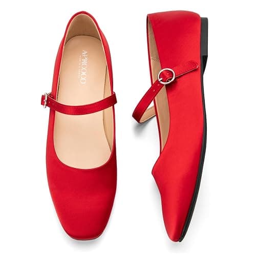 AprCoco Women's Flats Mary Jane Ballet Flats for Women Classic Square Toe Women Shoes Dressy Comfort Ankle Strap Flats for Women - Image 1