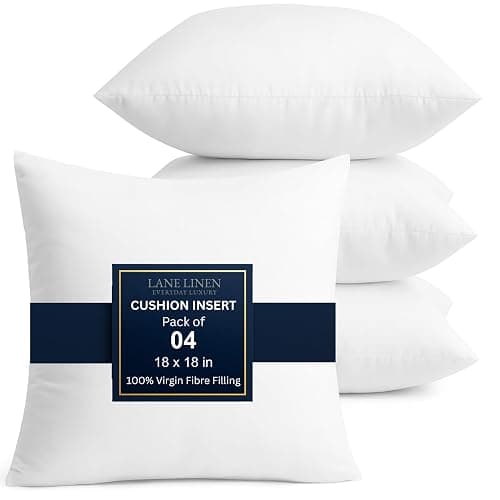 LANE LINEN 4 Pack 18x18 White Throw Pillow Inserts for Decorative Pillow Covers, Couch Pillows for Living Room, Fluffy Pillows for Bed - Image 1