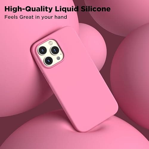 COFFKER Designed for iPhone 14 Pro Max Case, Liquid Silicone Case [2X Screen Protectors], Shockproof Slim Thin Protective Phone Case with Soft Anti-Scratch Microfiber Lining, 6.7 inch, Tender Pink thumbnail 4