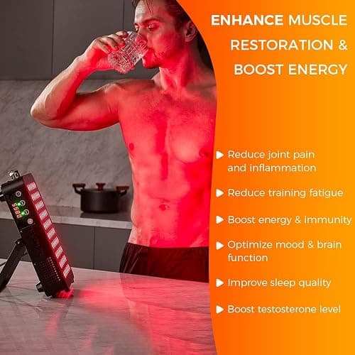 BestQool Red Light Therapy, Dual Chip Clinical Grade LED Device with Near-Infrared Light 660nm 850nm High Power Panel, Ideal for Body, Face, Recovery, Improve Sleep, Skin Health, 105W (Black 60) thumbnail 8