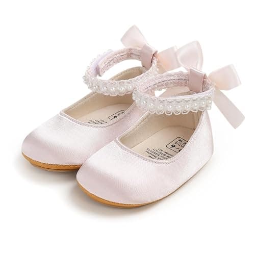 Baby Girls Mary Jane Flats Non-Slip Soft Sole Infant Newborn Walking Shoes Princess Wedding Dress Shoe - Image 1