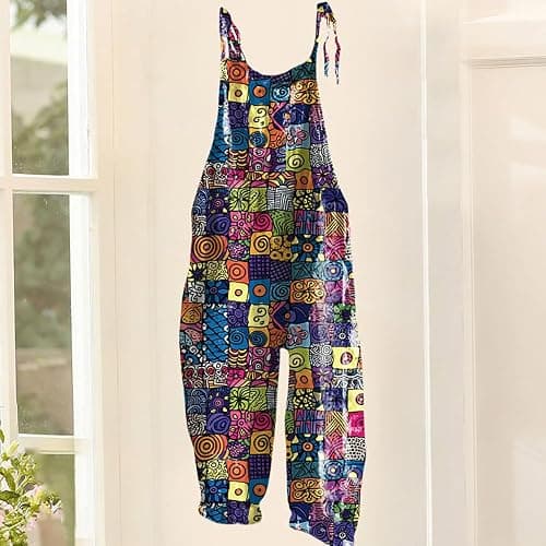 Bengbobar Womens Jumpsuit Suspender Wide Leg Overall Loose Bib Overalls Summer Boho Baggy Jumpsuits Wide Legged Harem Pants thumbnail 2