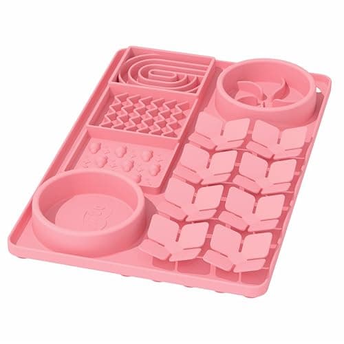 Evenco Slow Feeder Bowl for Dogs and Cats, Silicone Lick Mat & Snuffle Mat with Suction Cups - Interactive Puzzle Feeder, Slow Eating, Keep Busy and Reduce Vomiting (15.75" x 10.5" Pink) - Image 1