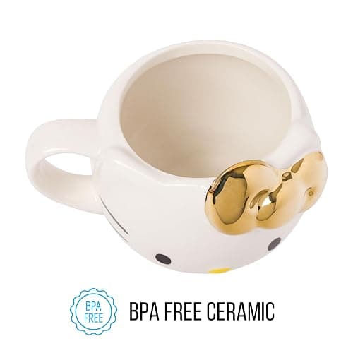 Silver Buffalo Sanrio Hello Kitty Gold Chrome Reflective Bow Ceramic 3D Sculpted Mug, 20 Ounces thumbnail 7
