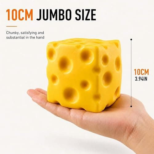 Giant Cheese Squishy Toy, 10cm Slow Rising TPR Squeeze Toy | with EVA Foam Filling, Jumbo Sensory Fidget Toy and Novelty Desk Gift for Kids, Teens and Adults thumbnail 2