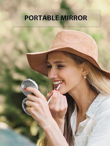 Getinbulk Compact Mirror, 1x/2x Magnification Pocket Mirror, Silver | Compact Mirror for Purse, Metal+Glass, Foldable Double-Sided Mirror, Purse Essentials, Portable, Travel, Quick Touch-ups thumbnail 8