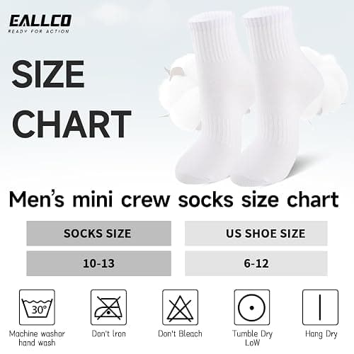 eallco Mens Ankle Socks Cotton Quarter Thin Ankle High Mini Crew Socks for Men 6 Pairs thumbnail 5