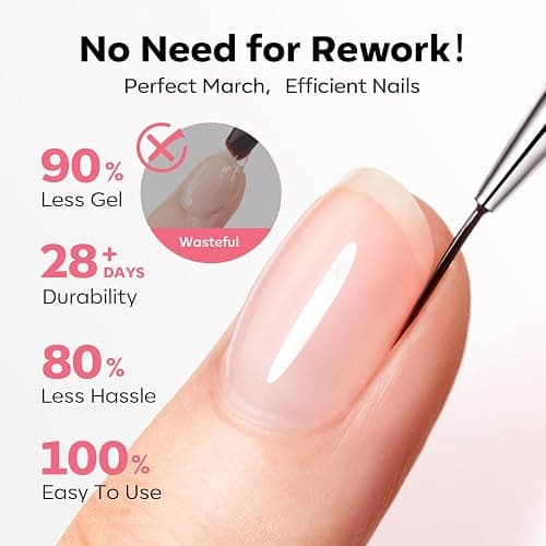 modelones Base Coat Builder Nail Gel, Clear Builder Nail Polish 7-in-One with Detachable Liner Nail Brush LED Lamp Cured Strengthener Color Rubber Base Coat for Apex Building Extension Thickening 10ml thumbnail 6