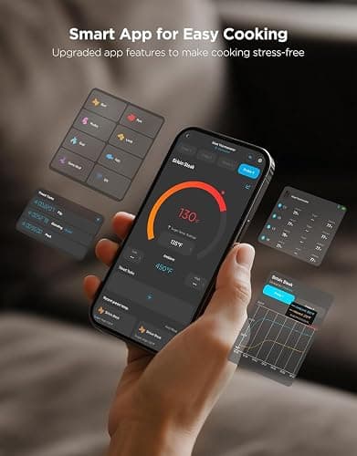 GoveeLife Smart Bluetooth Wireless Meat Thermometer Digital with App Alerts | WiFi Unlimited Range, IP68 Waterproof, Charge Magnetic Base, Timer Mode, Kitchen Thermometer Suitable for BBQ, Grill, Smoker thumbnail 4