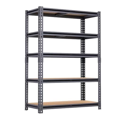 ZEUKMXOO 5-Tier Garage Storage Shelves, Heavy Duty Adjustable Shelving Unit, 60"H Garage Rack with 2400lbs Capacity, Metal Utility Shelves for Warehouse, Basement, Pantry, Tool Room, Home Organization - Image 1