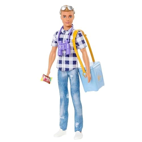 Barbie It Takes Two Camping Set with Blonde Ken Doll in Plaid Shirt & Accessories Including Cooler, Map & More thumbnail 5
