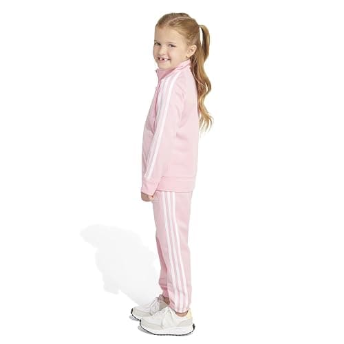 adidas Little Girl's Zip Front Classic Tricot Jacket and Joggers Set thumbnail 4