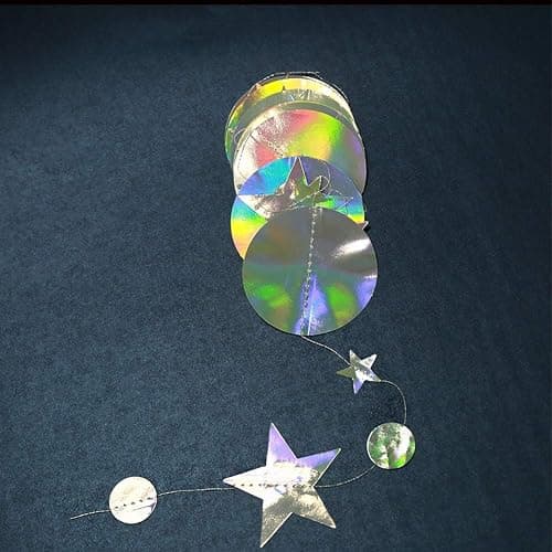 Cheerland Iridescent Party Decorations Holographic Star Garland Hanging Stars Moon Streamer Galaxy Birthday Decoration Ramadan Eid Banner Baby Shower Backdrop Space Alien Celestial Party Decor thumbnail 3