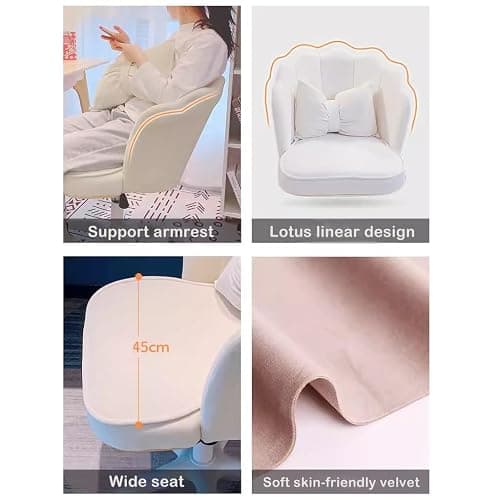 Gaming Chairs Comfortable Swivel Lift Chair Makeup Chair with Bow Pillow, Desk Chair Girls Cute Bedroom Dormitory, Small Single Sofa for Living Room, Balcony (Color : Pink B) thumbnail 6