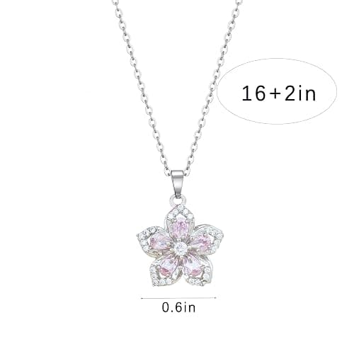 KONPJE Necklace for Women Gold Flower Fidget Necklace Rotatable Crystal Silver Blossom Pendant Necklaces Adjustable Spinning Fidget Necklaces Redbud Flower Choker Funny Gift Jewelry thumbnail 3