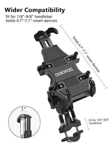 ZIDIYORUO ATV Phone Holder, Quad Phone Mount, 8 Clamps Holds 4.7-7.1" Phones, One Hand Operation Motorcycle Phone Clip for 7/8-9/8" Handlebar,Compatible with Yamaha Polaris Honda Can Am thumbnail 3