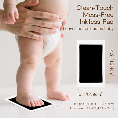 4pc Large Baby Hand and Footprint Kit– Inkless Clean Touch Ink Pad for Keepsake Footprints, Paw Prints, Mess-Free Ink Pad for Newborns and Pets with 16 White Cards(Jet Black.L) thumbnail 3