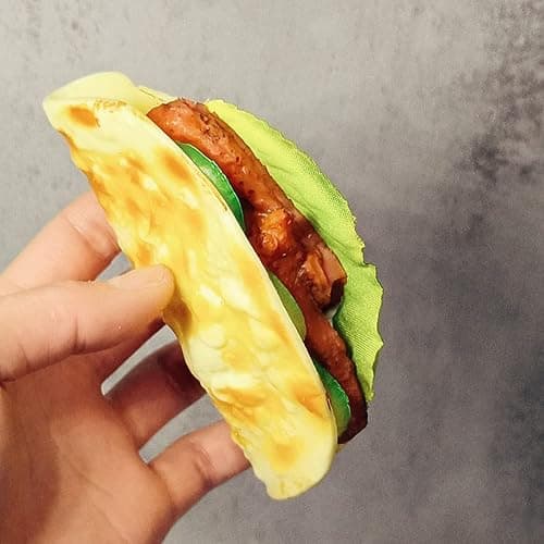 Kmiunty 3Pcs Realistic Chinese Hamburger Artificial Pancake Food Model Fake Taco Burrito Dessert for Kitchen Home Decoration Display thumbnail 7
