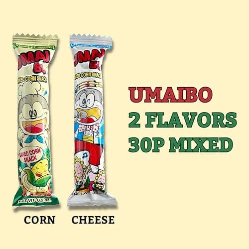 Japanese Snacks Variety Pack, Corn and Cheese Flavor, Corn Puffed Dagashi Mix, 30 Sticks - Image 1