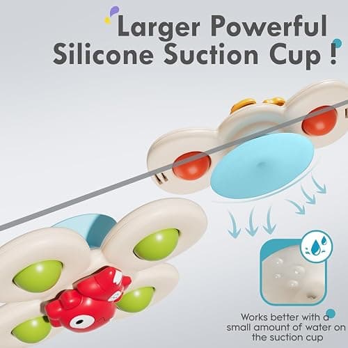 ALASOU Suction Cup Spinner Airplane Travel Toys for 1 Year Old Boy Girl | Spinning Top 12 18 Months,1 2 Year Old Boy Birthday Gift,Baby Bath Toy for Kids Ages 1-3,Sensory Toy for Infant Toddlers thumbnail 3