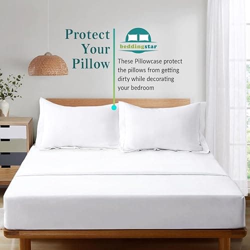 King Pillow Shams Set of 2 White Pillow Shams King Size 20x36 Pillow Covers 100% Egyptian Cotton 600 Thread Count Soft Skin Friendly Cushion Cover Cases Decorative Pillow Shams for Bed thumbnail 3