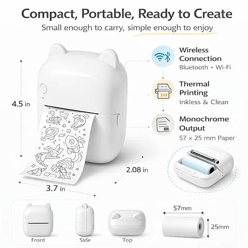 NeuroBuddie AI Voice Sticker Printer for Kids, Mini Thermal Sticker Maker, Inkless Portable Talk-to-Print Printer for Coloring Pages, Journals, DIY & Gifts thumbnail 8