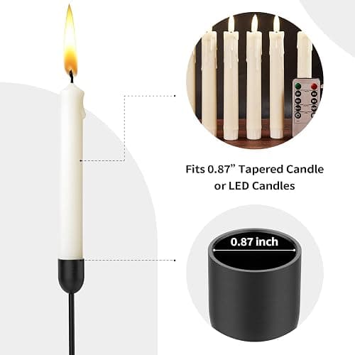 ChefBee Black Tall Candle Candlestick Holder, 3PCS Taper Pillar Candle Sticks Stand Holders Decor, Centerpiece Dining Table Wedding Festive Fireplace Mantle Vintage Room Decorations, Housewarming Gift thumbnail 5