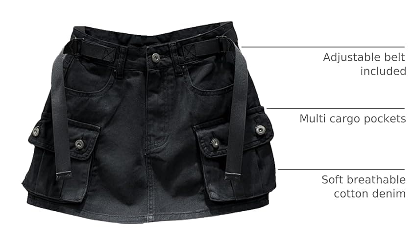 Kinghua Womens Mini Cargo Skirt Low Waist Y2k Short Denim Jean Skirt thumbnail 4