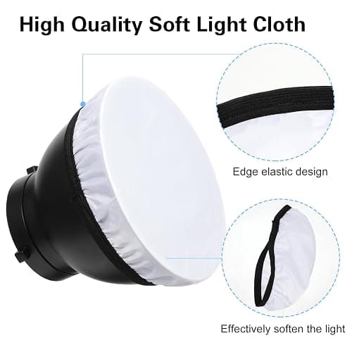 7"/18cm Light Diffuser,Soft Diffuser Lamp Cover White Lamp Shade Diffusers,Great for Studio Strobe Reflectors, Video Shooting (8Pcs) thumbnail 3