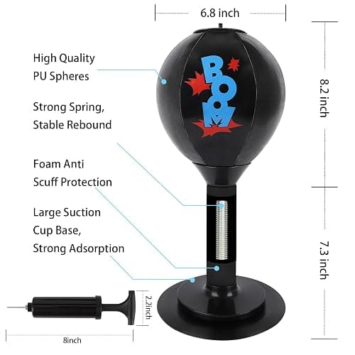 DR.YYDF Desktop Punching Bag, Heavy Duty Stress Relief Boxing Bag, Strong Suction Speed Bag for Office and Home, White Elephant Gift for Boss or Coworker, Anger Management Toys for Men and Friends thumbnail 5