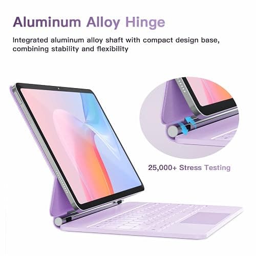 RAYMCRAFT for iPad Air 11-inch(M3 2025 / M2 2024) & iPad Pro 11 inch(1st/2nd/3rd/4th Gen), Magic Keyboard for Air 4/5 10.9", Springy Backlit Keys, Stain-Resistant Surface, Multi-Touch Trackpad, Purple thumbnail 8