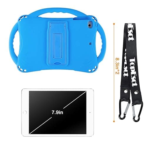 TopEsct Kids Case for iPad mini 5 4 3 2 1,Silicone Childproof Case for iPad mini 5 4 3 2 1, Built-in Handle Stand, Comes with a Strap (Blue) thumbnail 7