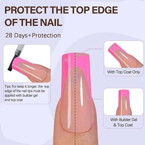 Misssix XBASICTIPS Pink French Tip Press On Nails, 150Pcs French Gel Nail Tips Long Square, Soft Gel Pre-shaped No Need to File 3 in 1 Tips, Fake Nails for Nail Art DIY Extension Designs 15 Sizes thumbnail 4