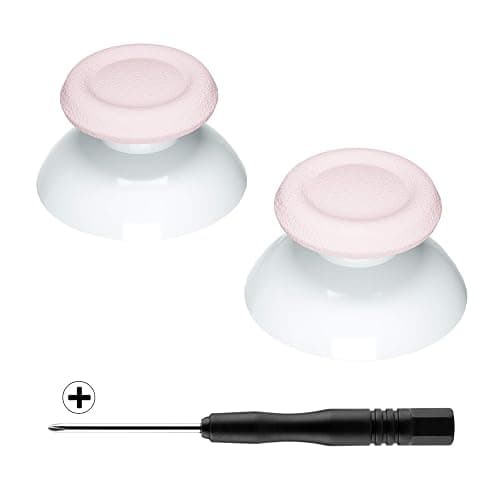 eXtremeRate Cherry Blossoms Pink & White Dual-Color Replacement 3D Joystick Thumbsticks for PS5 Controller, Analog Thumb Sticks with Screwdriver for PS4 Slim Pro Controller - Image 1
