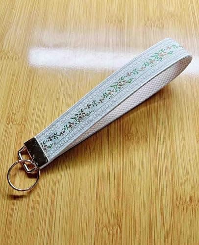 BattleTim Floral Embroidered Fabric Keychain Wristlet Key Fob Keychain Car Key Chain Holder Handmade Wristband for Women thumbnail 5